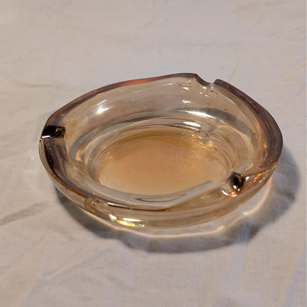 Vintage Orange Carnival Glass Round Ashtray
